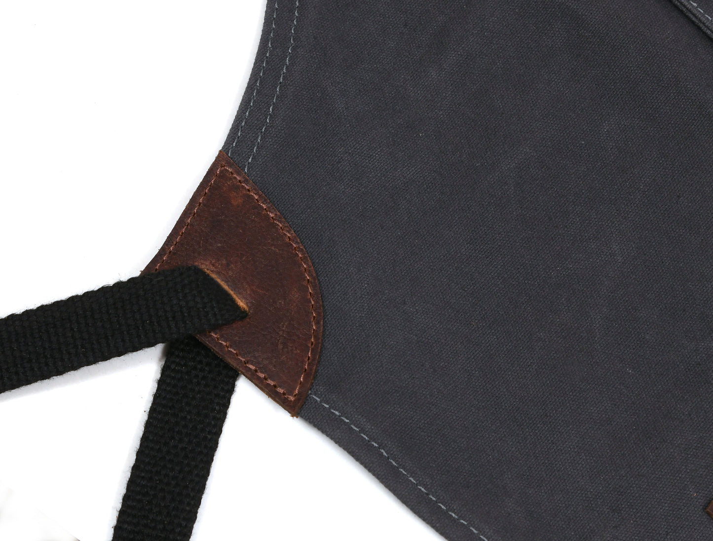 Tablier de toile cirée gris et cuir brun