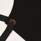 Tablier de toile cirée noire et cuir marron noyer