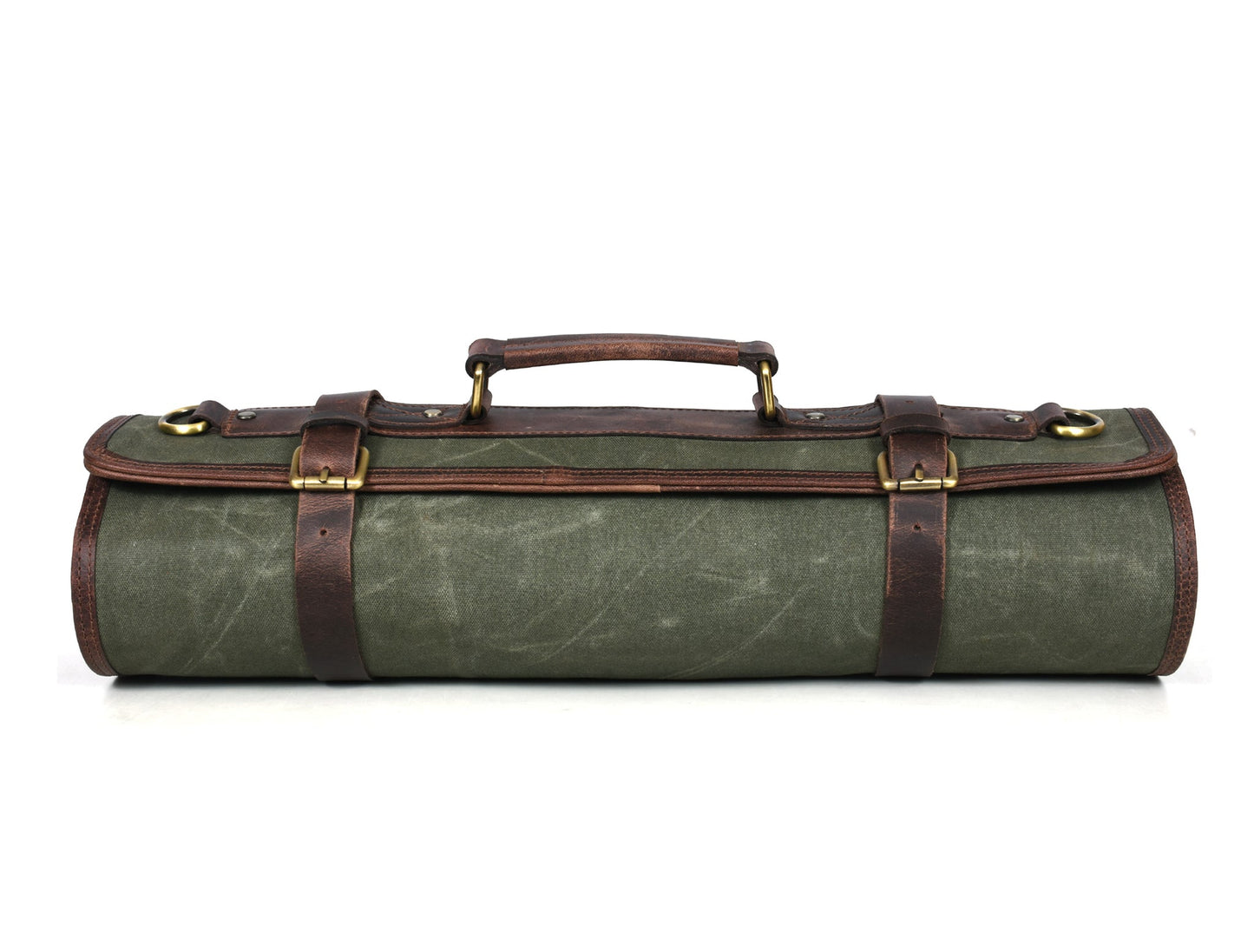 Étui à couteaux de chef en toile cirée vert - 10 fentes