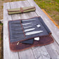Étui à couteaux de chef en toile cirée gris - 5 fentes