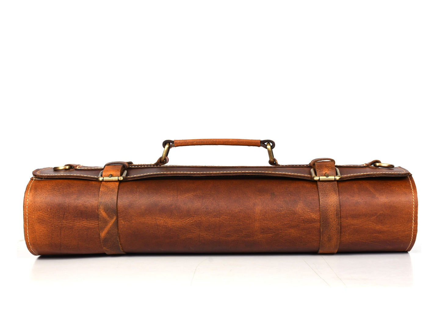 Étui à couteaux de chef en cuir brun - 10 fentes